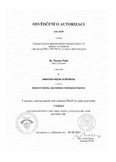 Oprávnění – Dopravní stavby